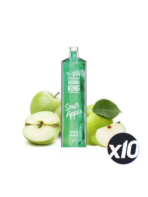 PackX10 - AROMA KING - Sour Apple - 12 000 taffs