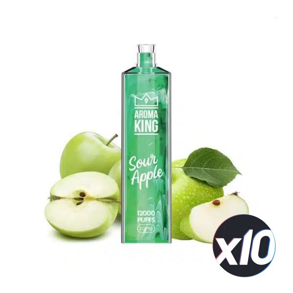 PackX10 - AROMA KING - Sour Apple - 12 000 taffs